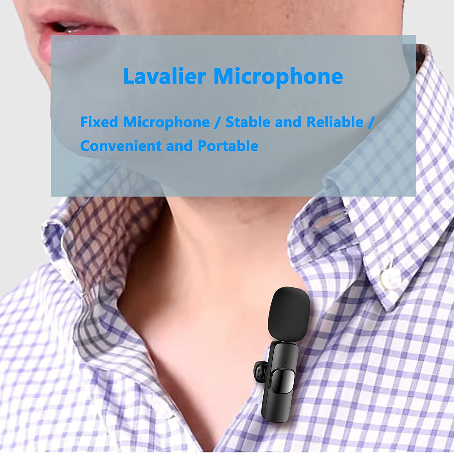 Wireless lavalier lapel microphone for iPhone iPad - professional clip mic - cordless omnidirectional condenser recording mic for interview video podcast vlog YouTube