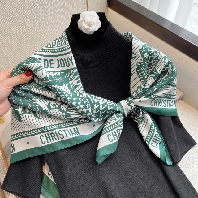 Spring Summer Geometric Pattern Blue Plain Print Scarf H201 Green - Shop at LoveMi