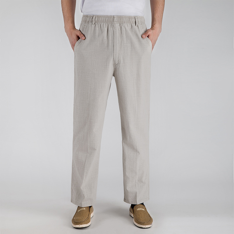 Title 3, Pantalon en lin fin pour homme, ample, taille h...