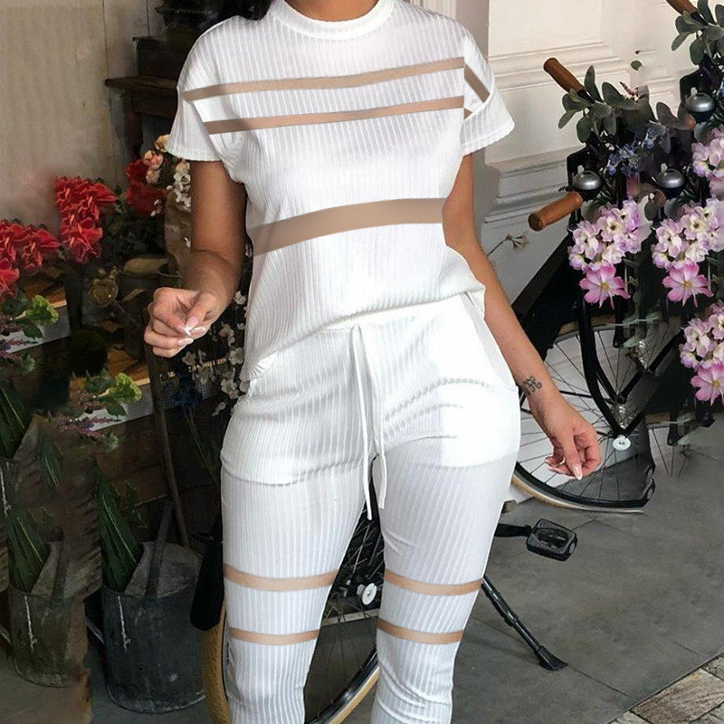 Summer Mesh Stitching Hollow Set