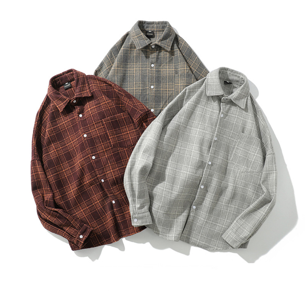 Title 5, Mens Long Sleeve Trendy Vintage Brushed Plaid ...