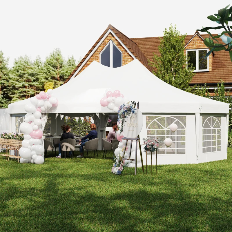29' X 21' Canopy Party Event Tent With 2 Pull-Back Doors, White,For Multiple Packages Of Goods, Please Pay Attention To The Details, Dimensions, And Weight.