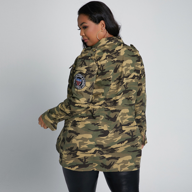 Ladies Camouflage Workwear Casual Baseball Jacket