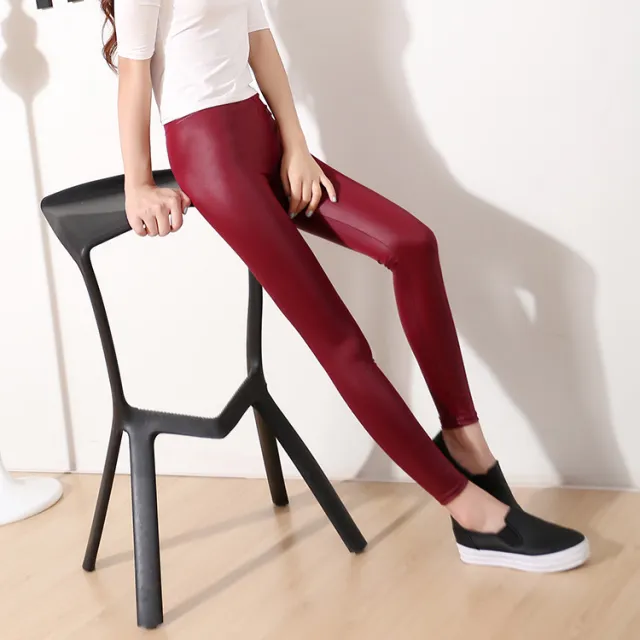 All Match High Waist Plus Fleece Stretch Pants Wine Red - Shop at LoveMi