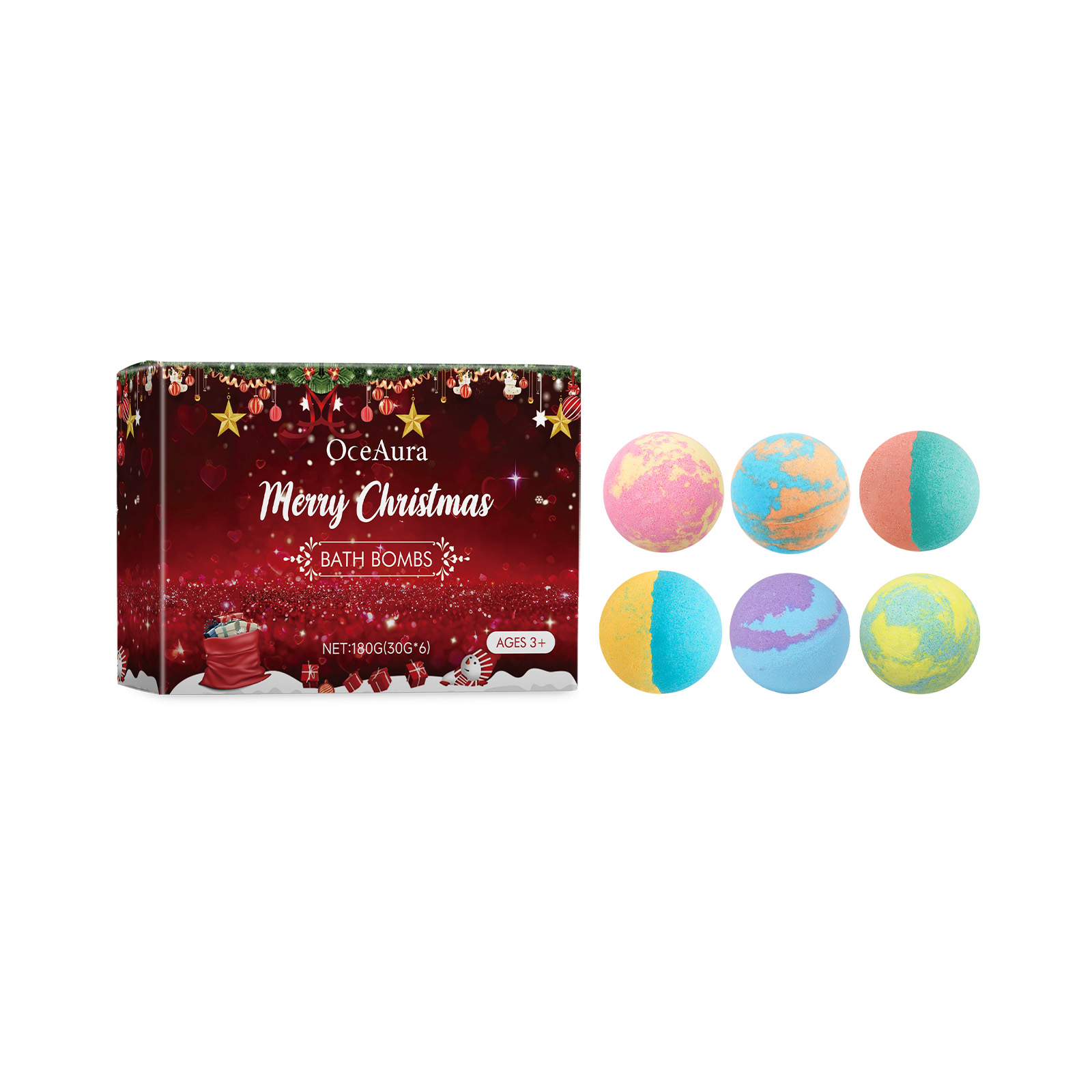 Oce Aura Christmas Bath Salt Ball 180G Product Size 3.5 X3.5cm
