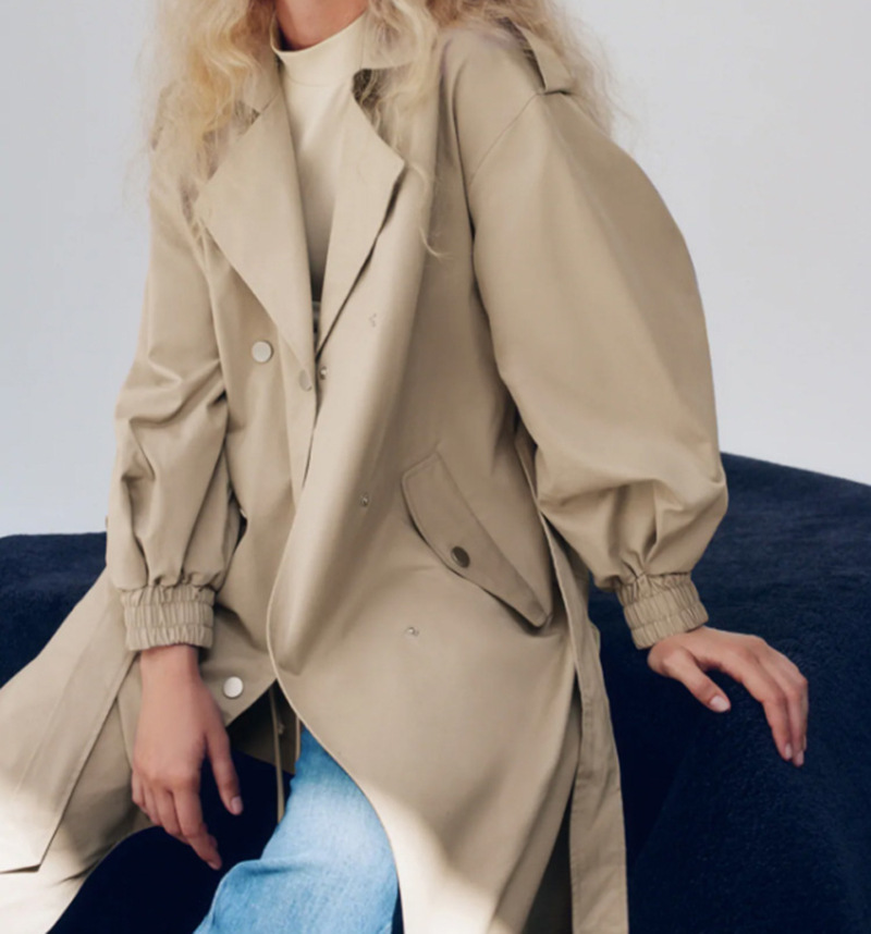 Women's Stretch Cuff Windbreaker Loose Jacket Khaki - Shop at LoveMi