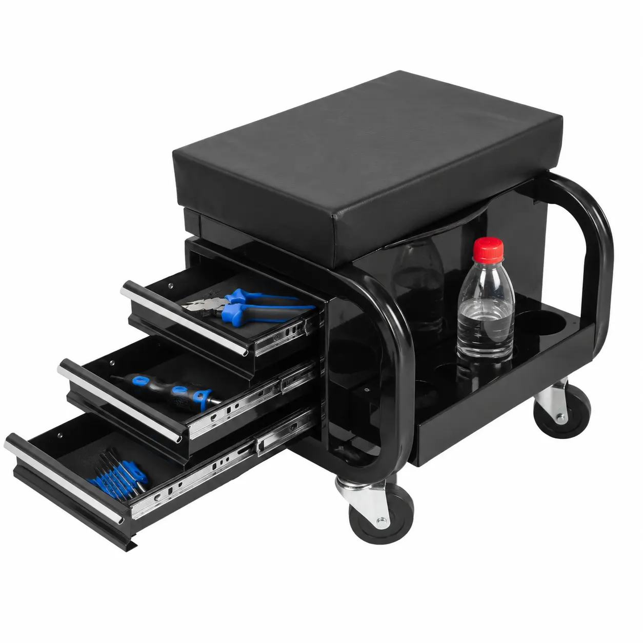 Rolling Garage Stool With 3 Drawers, Heavy