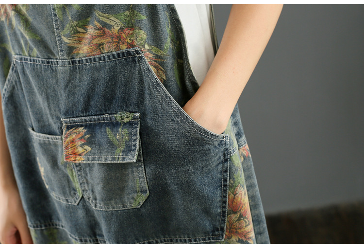 Title 7, Jean Print Patchwork Suspenders For Women