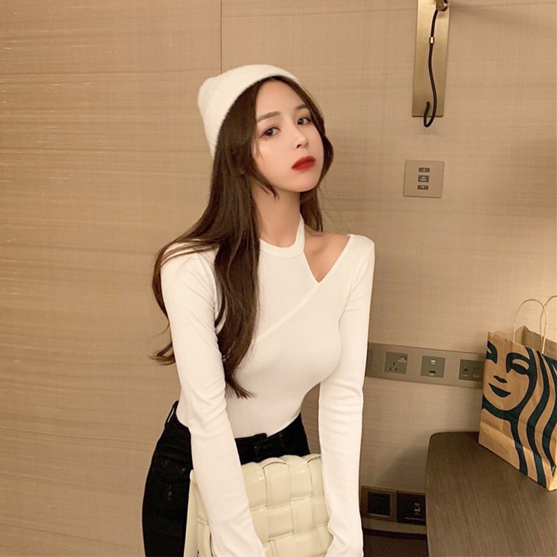 Ladies Fashion Black Off Shoulder Care Machine Top