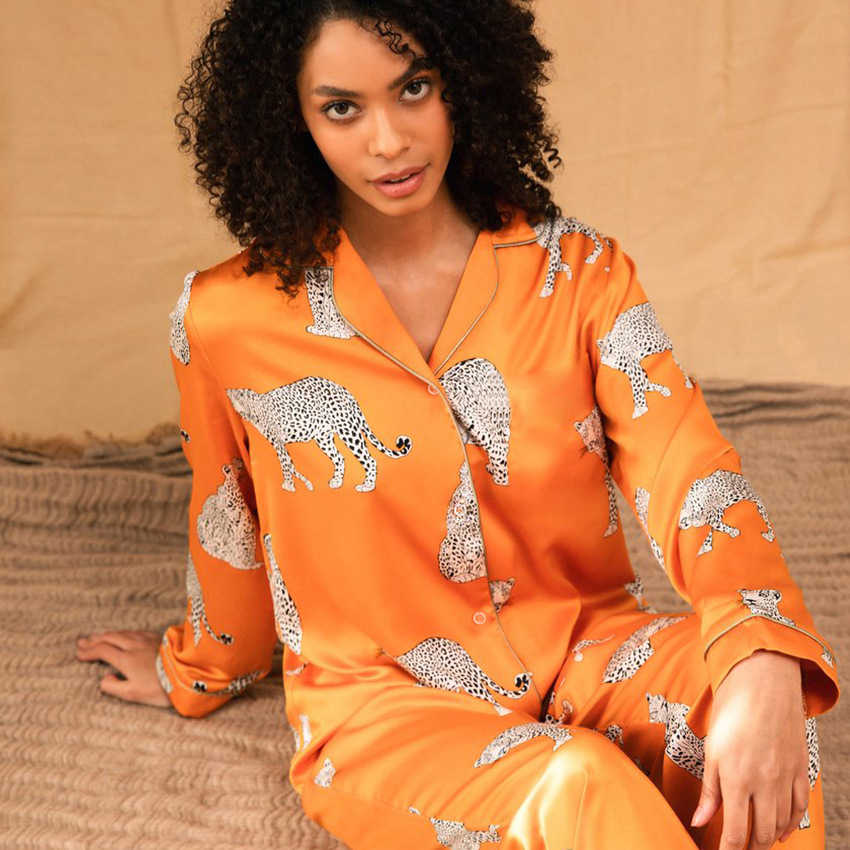 Women's Printed Long-sleeved Trouser Suit Pajamas