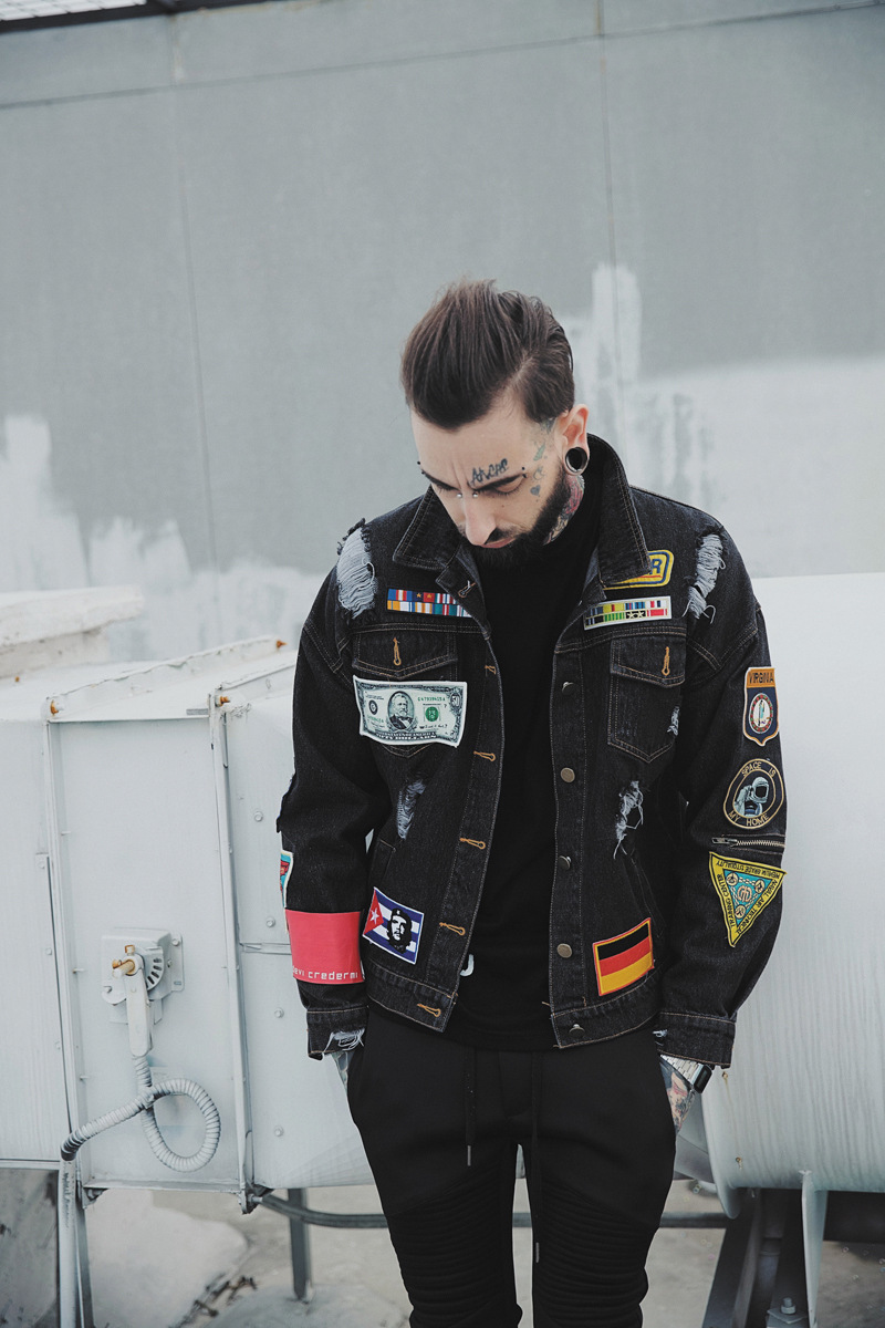 Ripped Denim Jacket Trendy Handsome Jacket
