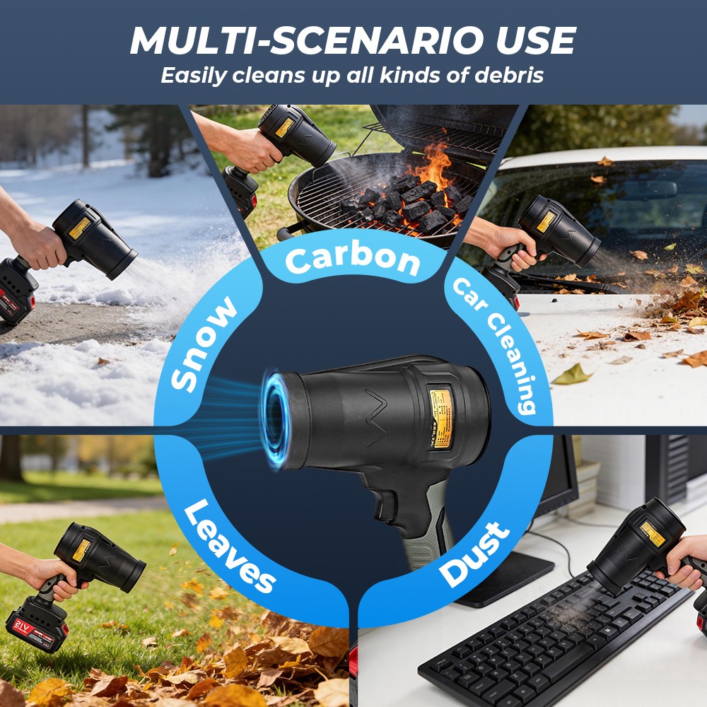 2 Battery Electric Cordless Leaf Blower Turbo Jet Dry Air Fan UK — image 7