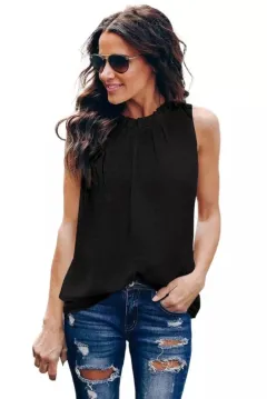 Solid Color Polka Dot Round Neck Pullover - Black - View 1