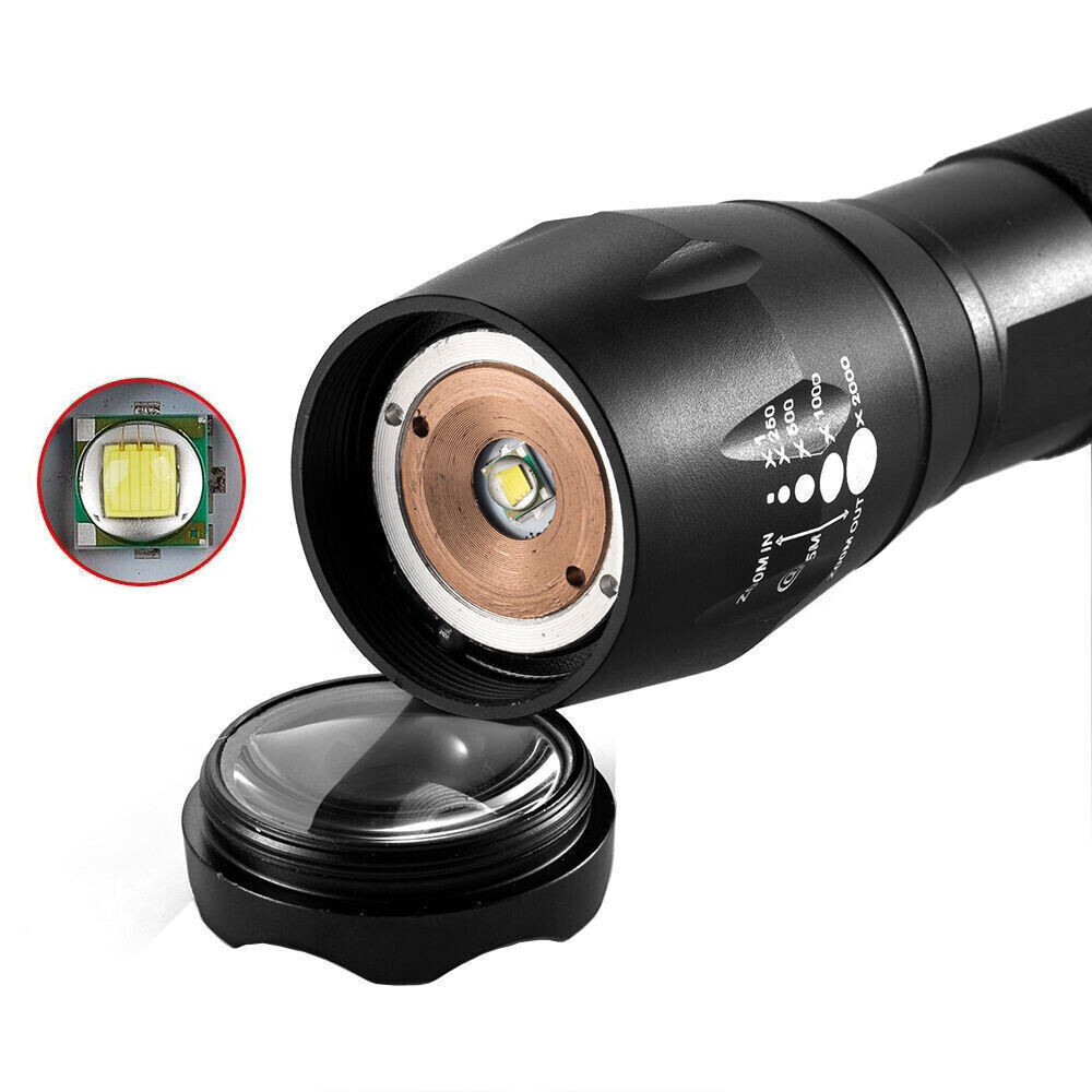 LED Flashlight Zoom Torch USB Rechargeable Super Bright Camping Lamp Work Light