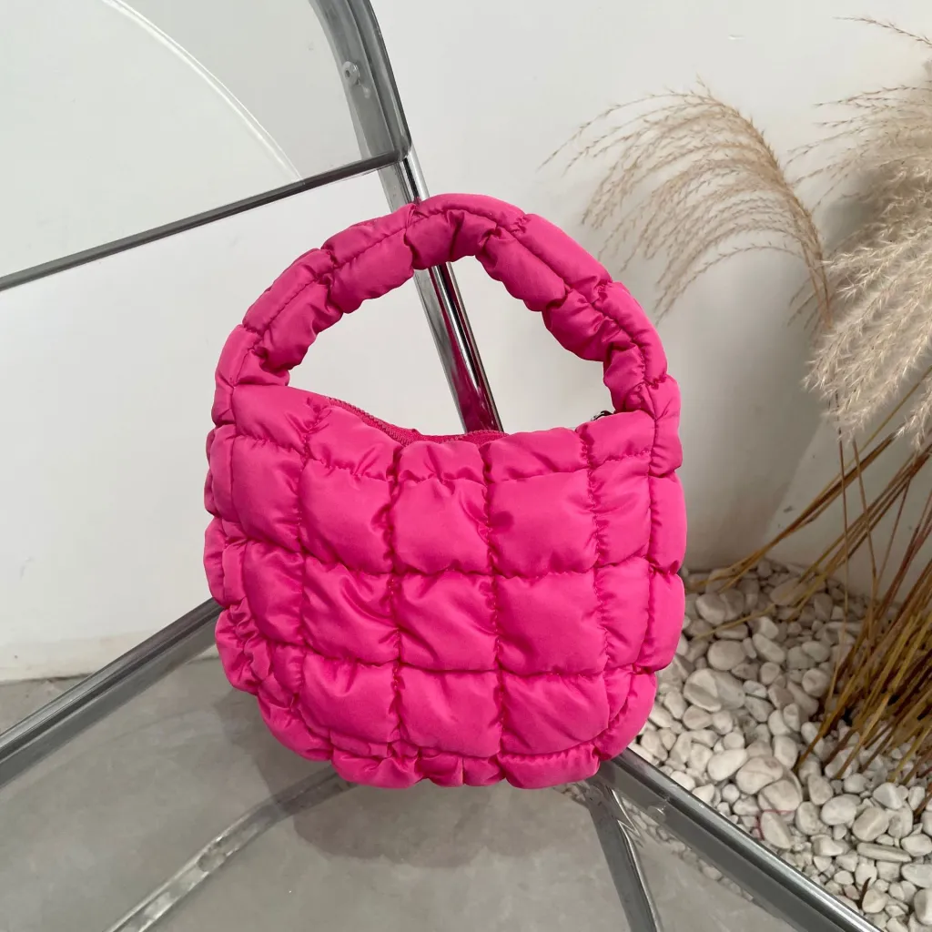 Pleated Plaid Cloud Pack Down Under Arms - Rose
