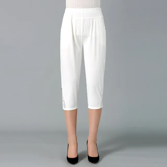 Summer High waist Straight leg Plus Size Trouser White - Shop at LoveMi