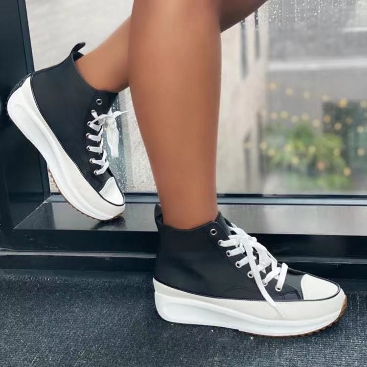 Fall New Casual Single Shoes Women High Top Platform
