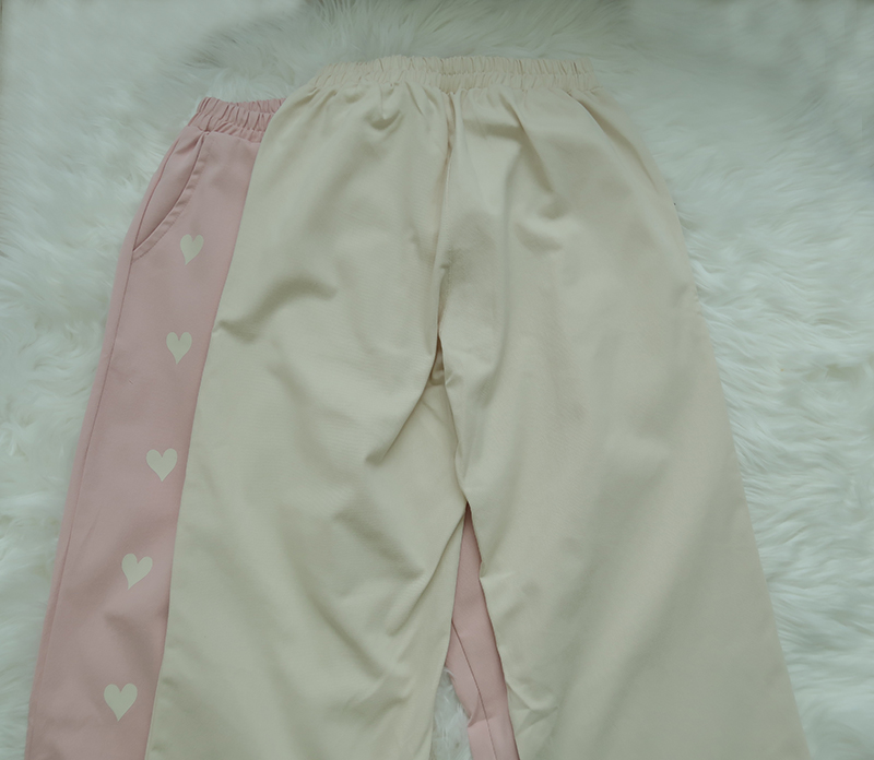 Japanese Soft Girl Ins Tide Love Print Straight Loose Jeans