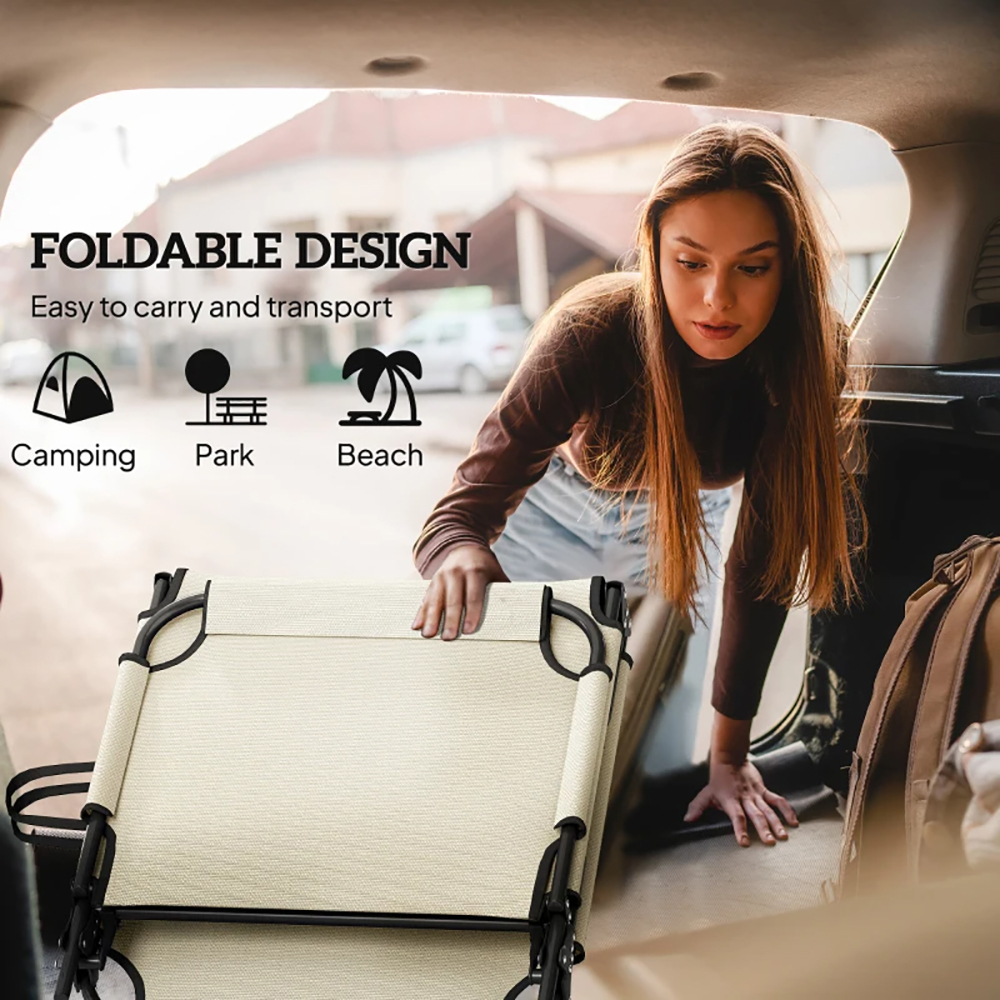 Folding Sun Lounger With Reclining Back Cushion And Side Pocket_voghion.com