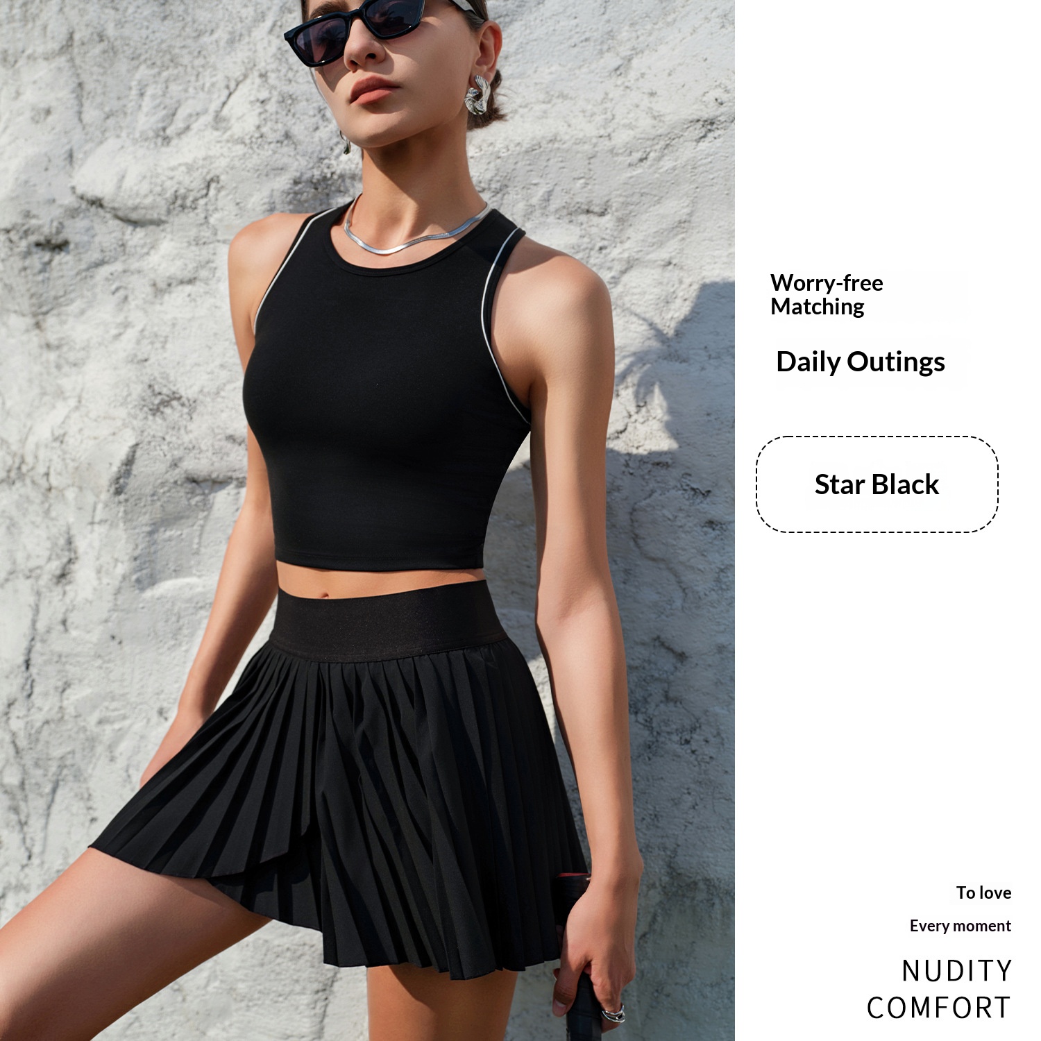 Women's Spring & Summer Tennis Skirt Set With Built-in Safety Shorts, Quick-Dry Sports Fitness A-Line Skirt, Casual Yoga Skirt Outfit 3