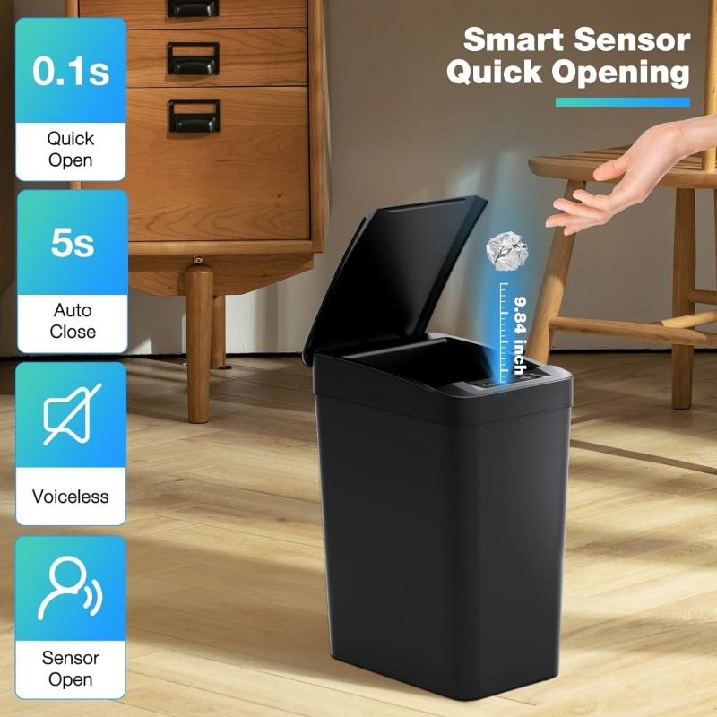 12L Smart Trash Bin Rubbish Motion Sensor Touchless Bathroom Odourles Toilet Can — image 11