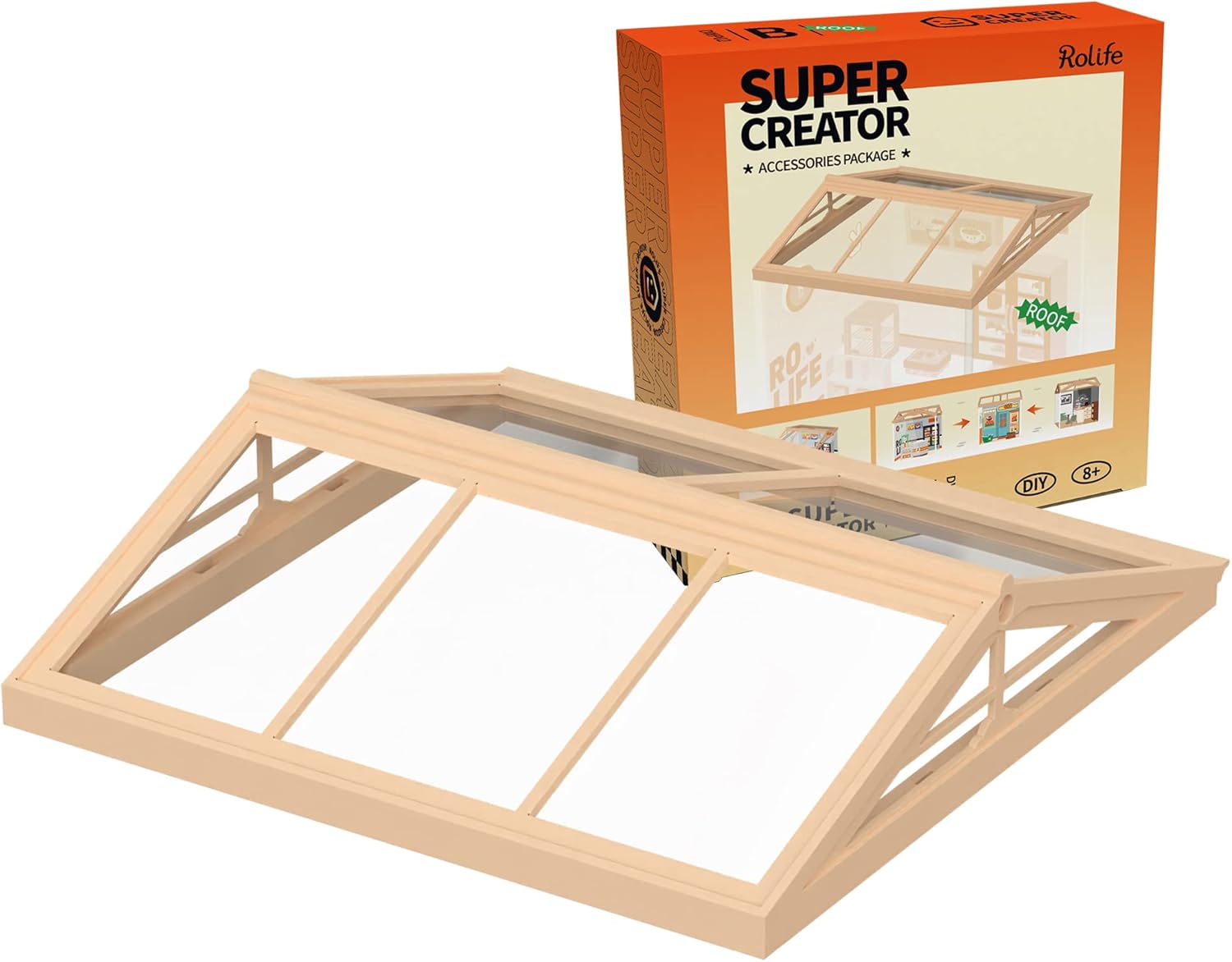 Rolife Super Creator Series Roof, Dust Proof Door, For Mini House DIY Kits, Dustproof Design, Compatible With Multiple Themes