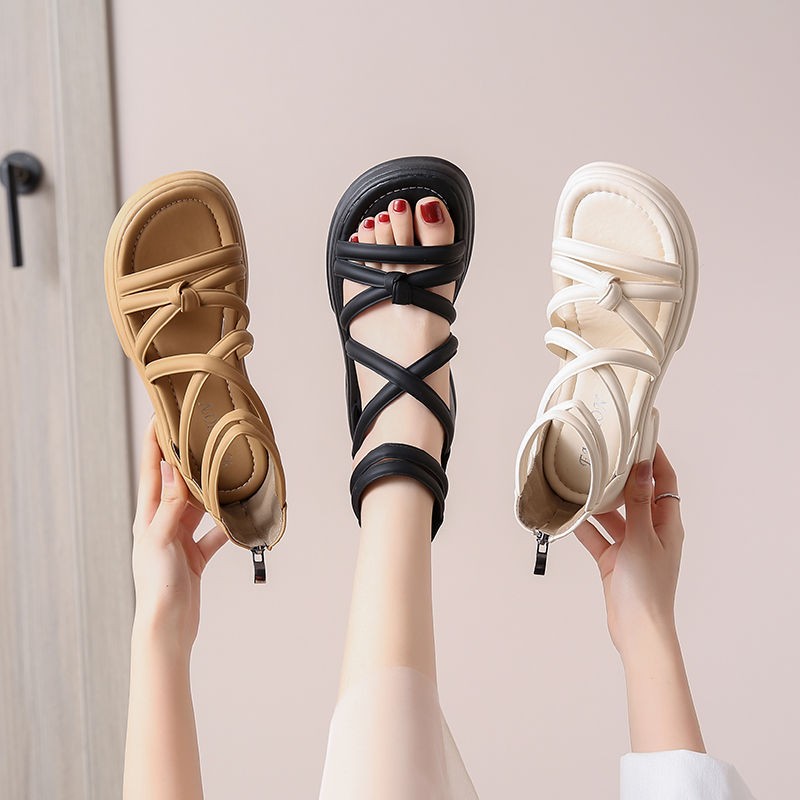 Women Platform Roman Sandals, 2026 New Summer Fairy Style Block Heel Slide Sandals, Versatile Outdoor Beach Shoes To Match Dresses product image