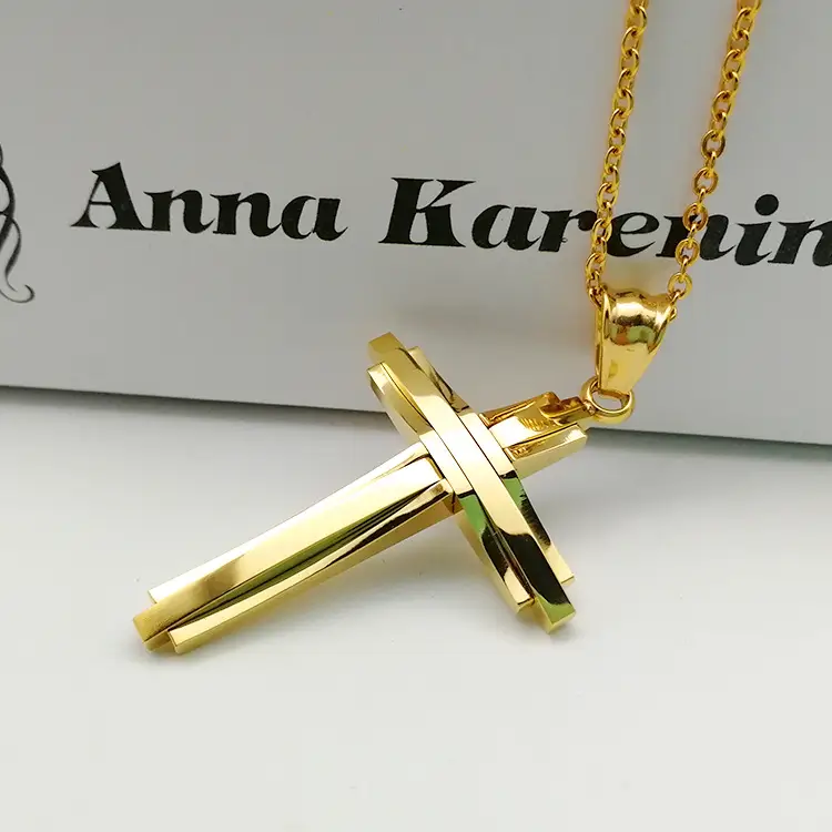 Stainless Steel Titanium Pendant Men's Cross Necklace