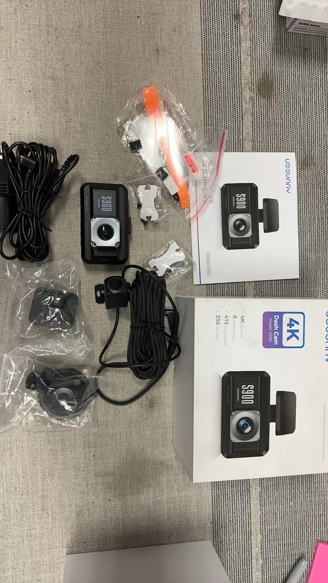 Ussunny Dual Dash Camera 4K Front 1080P Rear.