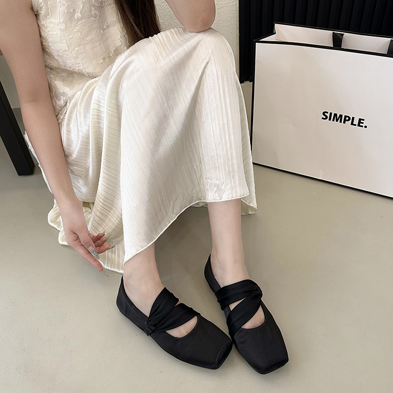 Satin Cross Strap Ballet Flats, picture 4 of 4