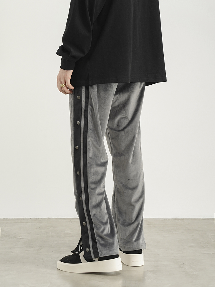 Title 3, Contrast Velvet-breasted Straight-leg Sweatpant...