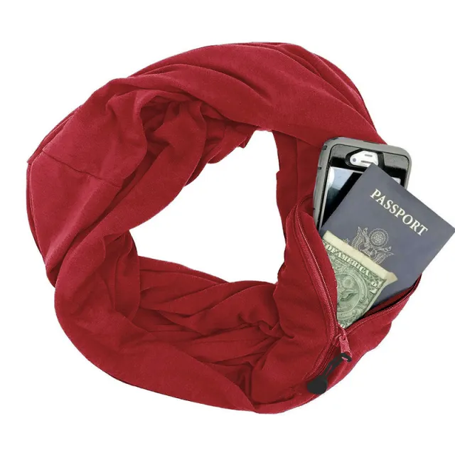 Pure Color Infinity Bib Storage Zipper Pocket Bib Garnet Red - Shop at LoveMi