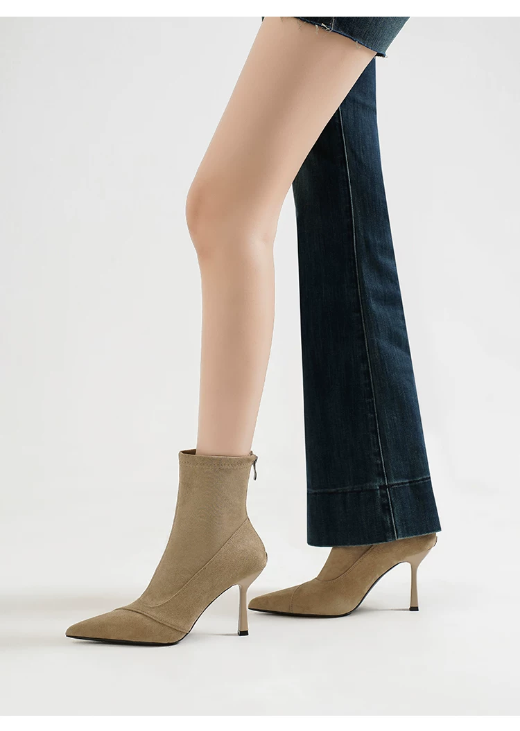 Suede Pointed Toe Ankle Boots, picture 4 of 5