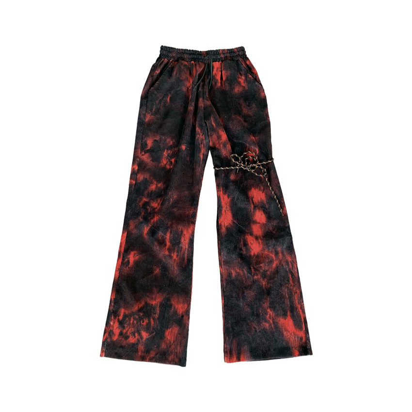 Title 7, Rode dames lange broek met tie-dye, afslankend ...