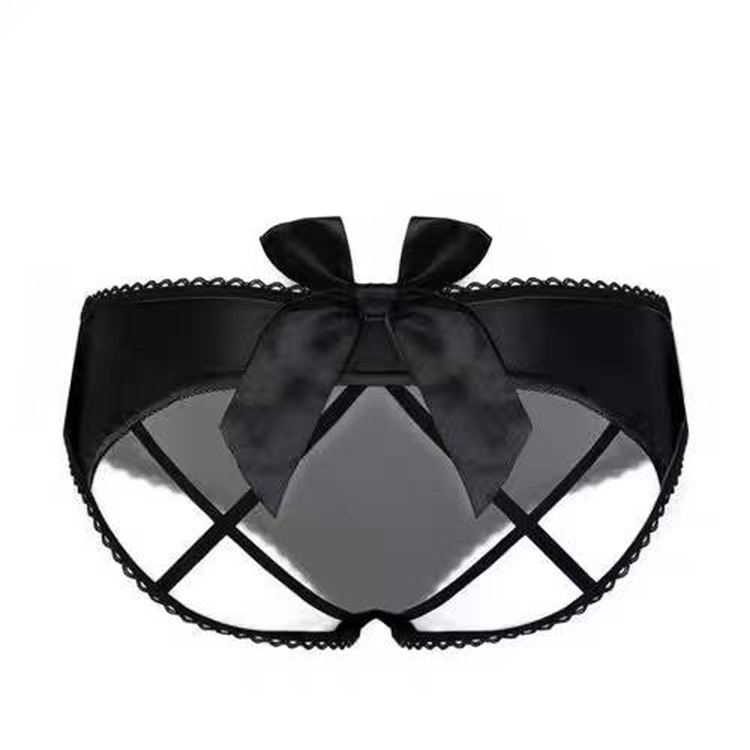 Bow Hollow Binding Cotton Low Waist Ladies Briefs Black - Shop at LoveMi