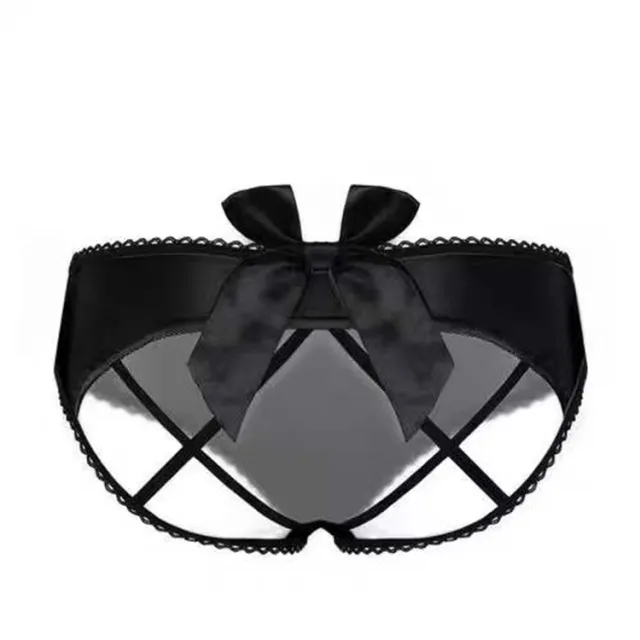 Bow Hollow Binding Cotton Low Waist Ladies Briefs Black - Shop at LoveMi
