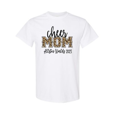 European And American Leopard Print Cheerleading Mother Round Neck Short Sleeve T shirt White2 - Shop at LoveMi