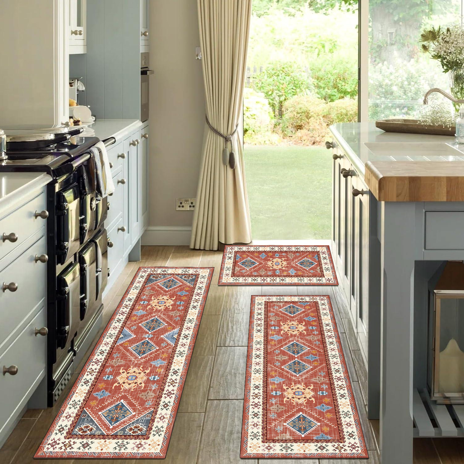 Boho Kitchen Rug Sets 3 Piece With Runner Non Slip Kitchen Rugs And Mats Washable Kitchen Mats For Floor Thick Kitchen Floor Mat Carpet Runner Rugs For Hallway Laundry Holiday Decor 8