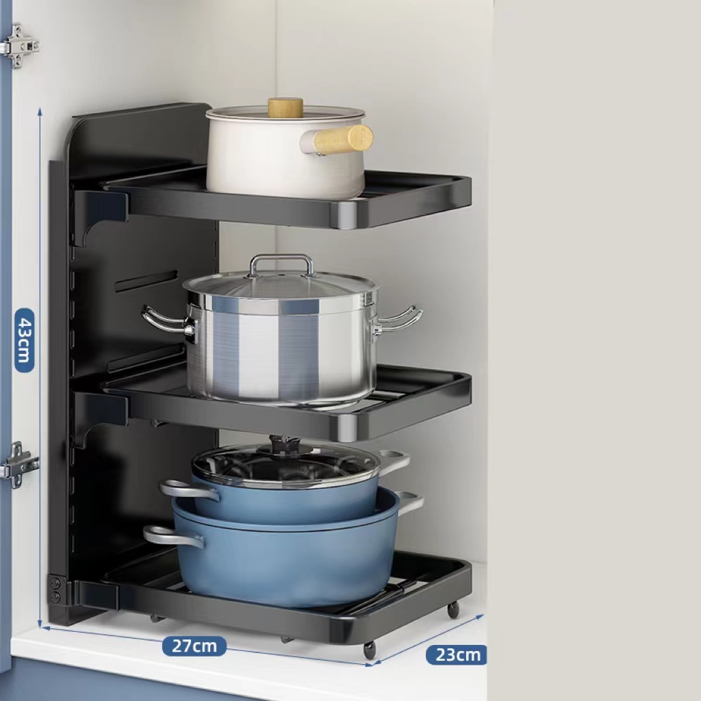 Kitchen Pot Rack Multi-layer Shelving Pot Under The Sink Cabinet Layered Storage - Image 7