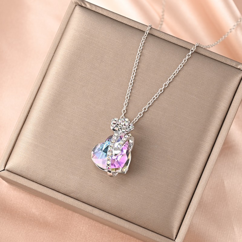 Rose Studded Diamond Pendant Necklace