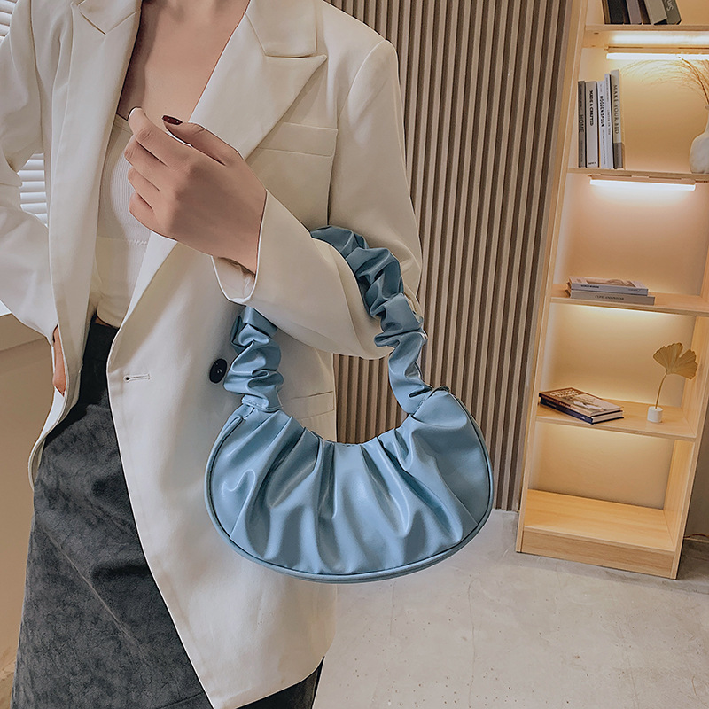 Pure Color Cloud Pleated Simple Sweet Shoulder Bag - Image 13
