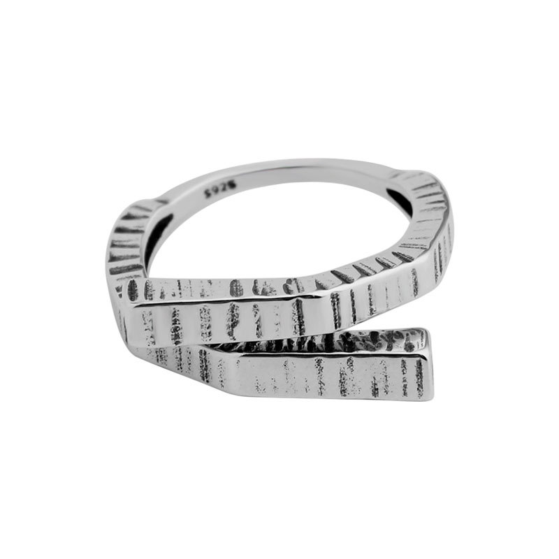Retro Line Double Layer S925 Sterling Silver Ring Women