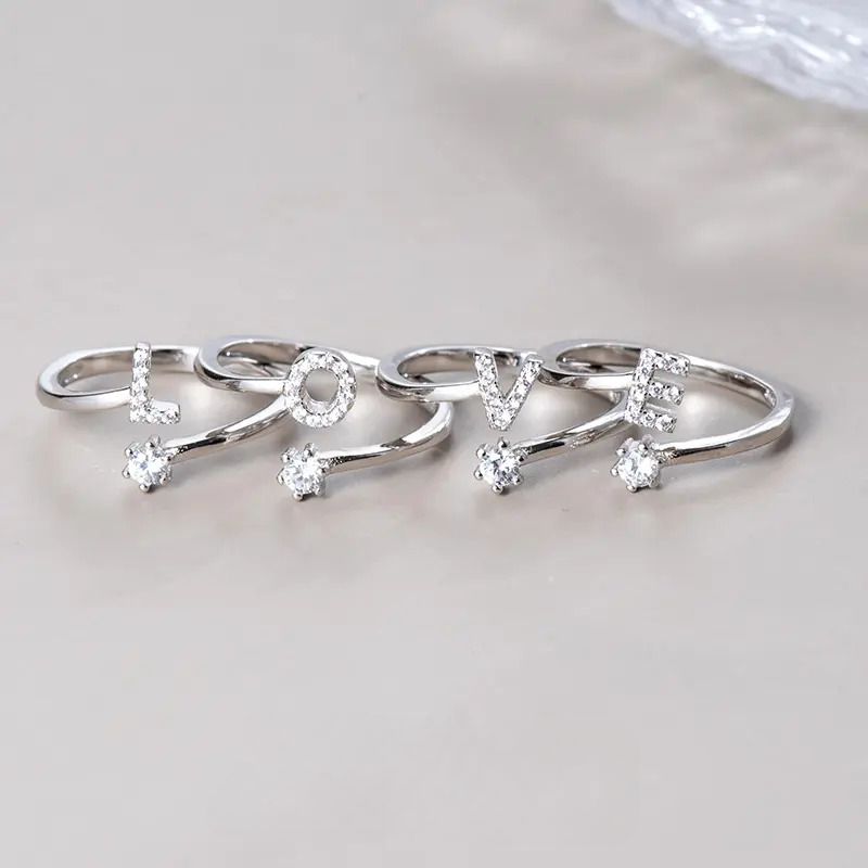 Title 8, 26 Letters Sterling Silver Ring for Women Affor...