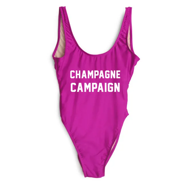 Women's Tight Backless One Piece Alphabet Swimsuit Purple - Shop at LoveMi