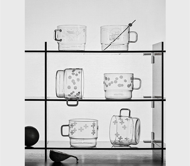 Wave Dots Cross Pattern High Temperature Resistant Transparent Glass Cup