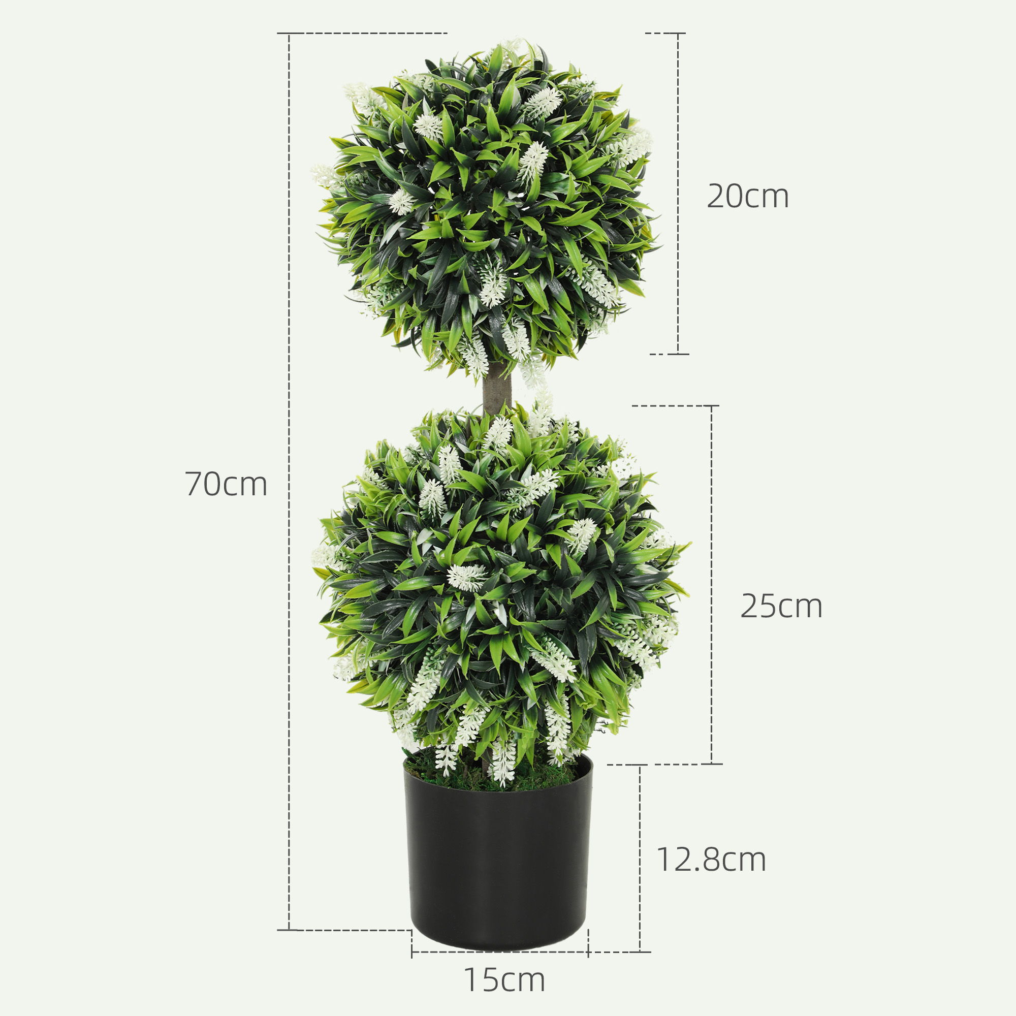 Two-piece Decorative Artificial Plant Ball Tree, With Lavender Potted Plants — image 8