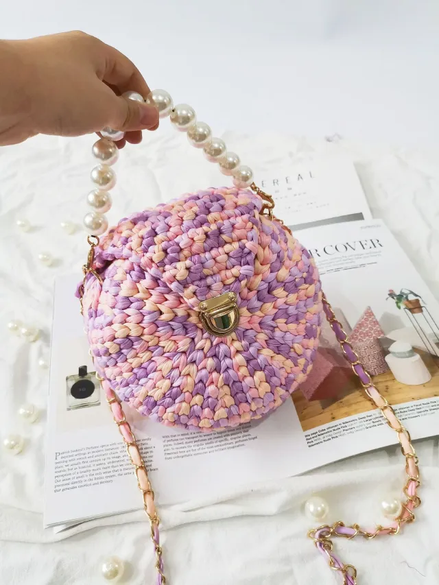 DIY Wool Diagonal Bag Knitting Handmade Material Bag Pink - Shop at LoveMi