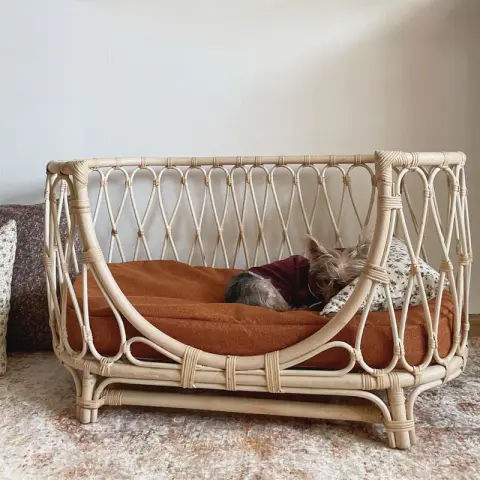 Pet Bed Handmade Rattan Woven Pet Bed Sofa