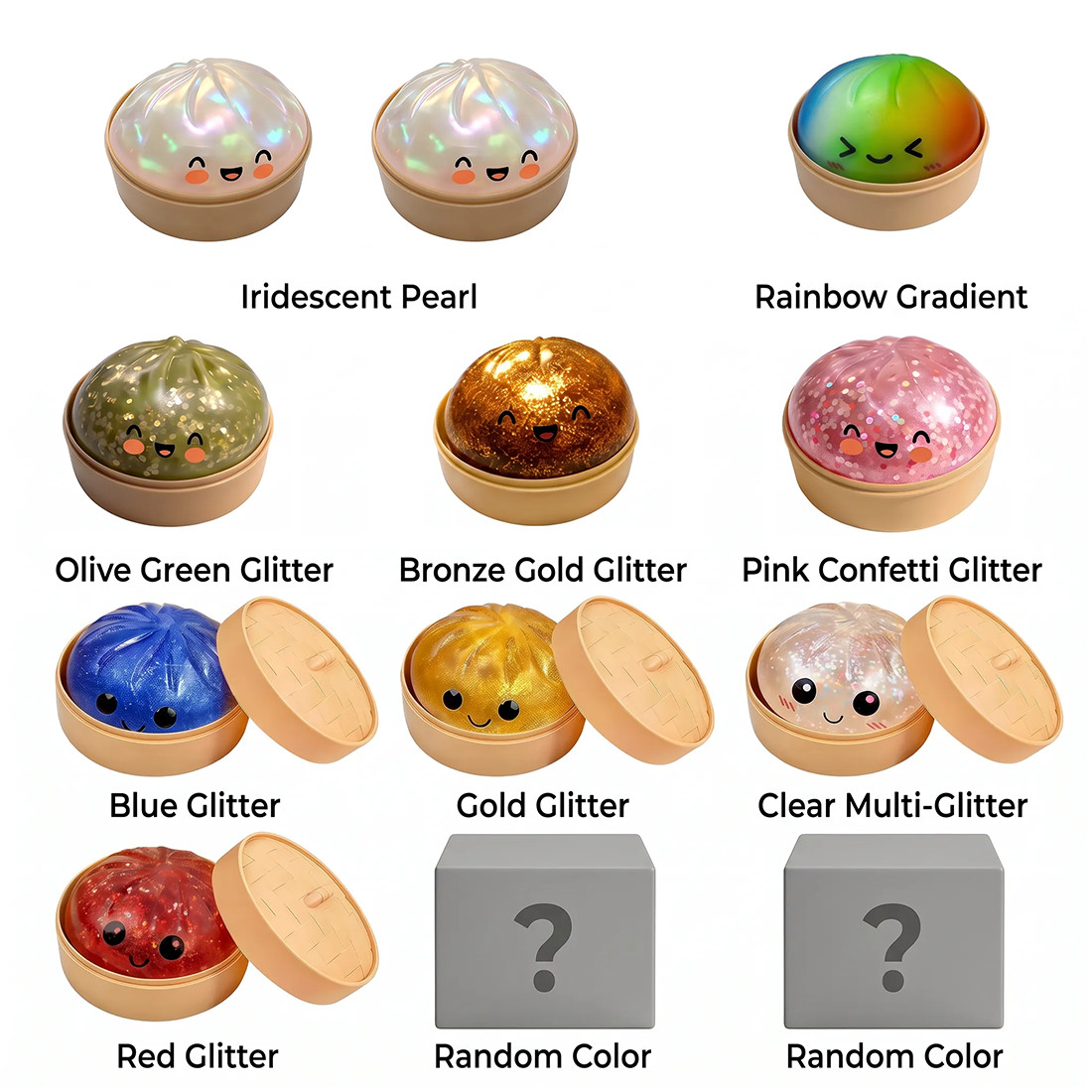12PCS Glitter Dumpling S Quishy Toy Mystery Blind Box Bun Stress Relief Steamer — image 5