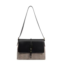 Winter Leopard Print Color Matching Simple Small Square Bag - Black - View 1